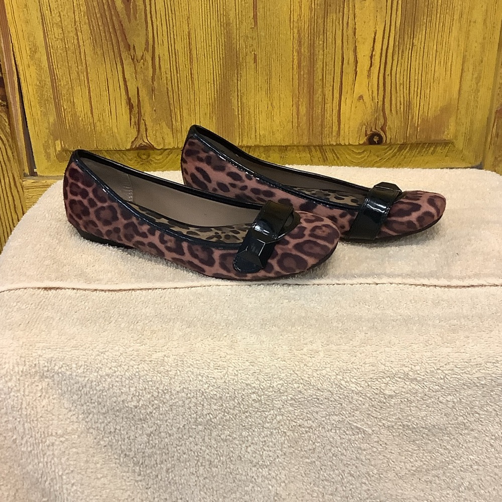 Andrew Geller Leopard Print Flats with Black Trim